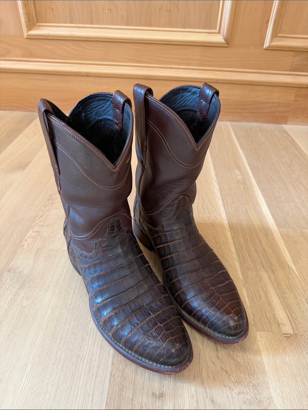 Tecovas Men’s Caiman Leather “The Earl” Cowboy Boots (Size: 10.5)